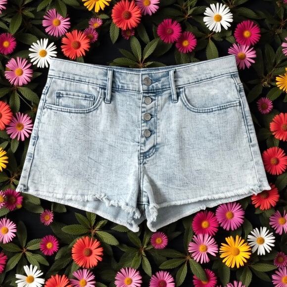 Y2K ABERCROMBIE & FITCH Button Fly Denim Jean Shorts Distressed Light Wash 29/8 - Picture 8 of 10